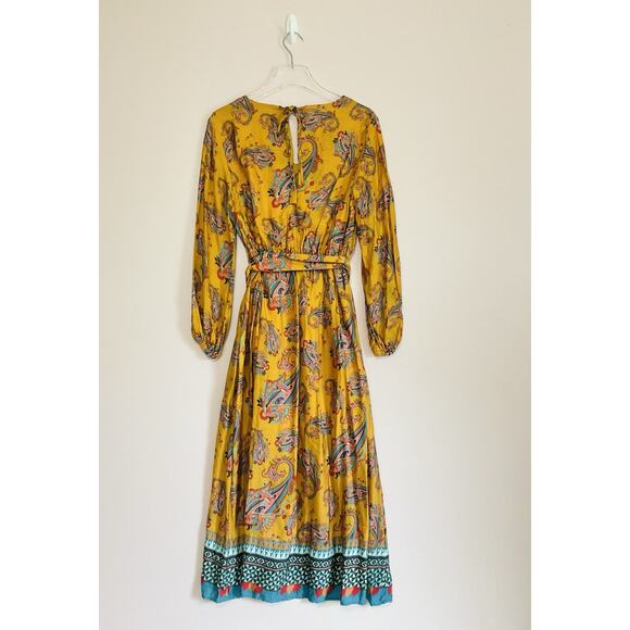 Emily Lovelock by Anthropologie Fiona Midi Dress in Gold Size Small - Picture 4 of 7